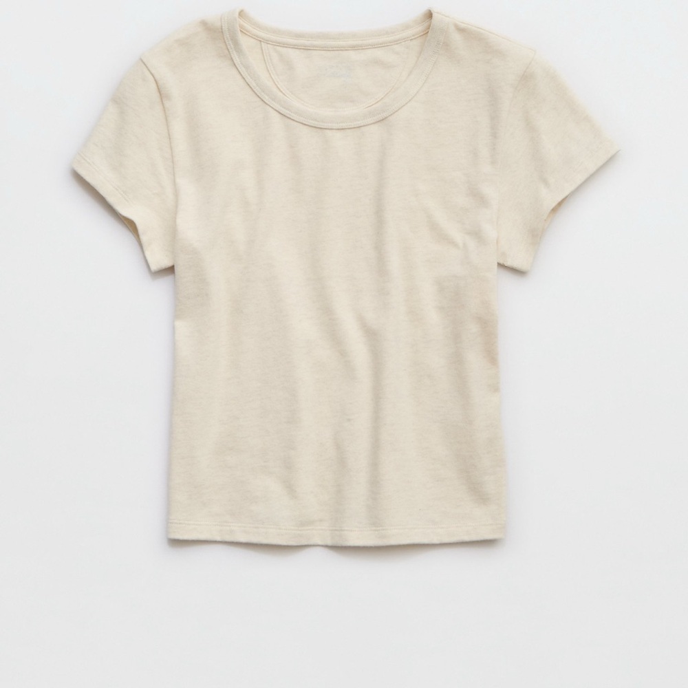 Aerie Cream Short Sleeve Top offline rock n roll baby tshirt